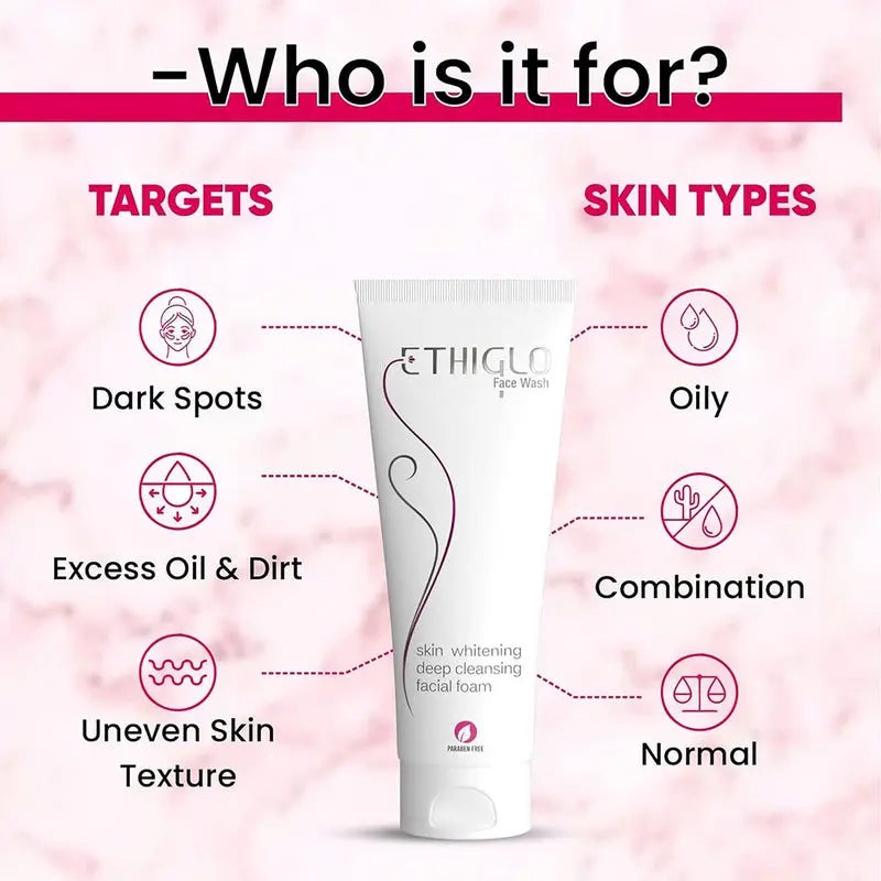 Ethiglo Skin Whitening Deep Cleansing Facial Foam 70g Ethiglo