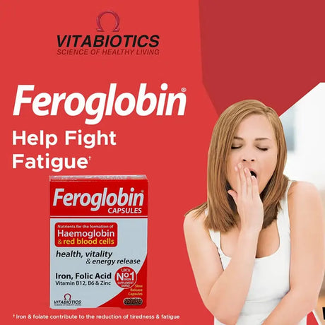 Vitabiotics Feroglobin B12 Capsules With Iron, Folic Acid & Vitamin B12 To Fight Fatigue, Pack of 30's vitabiotics
