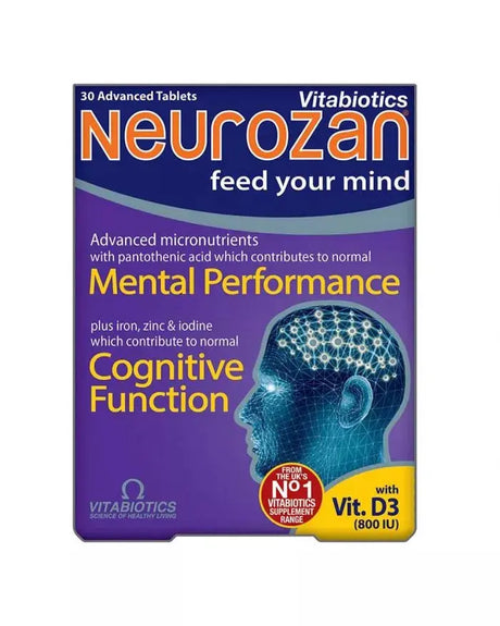 Vitabiotics Neurozan Mind Booster Supplement Tablets For Healthy Mental & Cognitive Function, Pack of 30's vitabiotics
