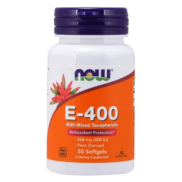 Now E-400 Vitamin E 400IU Antioxidant Softgel For Immune & Heart Support, Pack of 50's NOW
