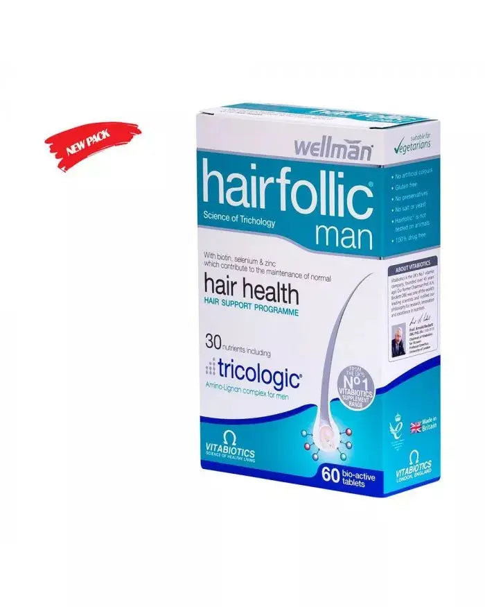 Vitabiotics Wellman Hairfollic Tablets With Biotin For Healthy Hair, Pack of 60's Vitabiotics