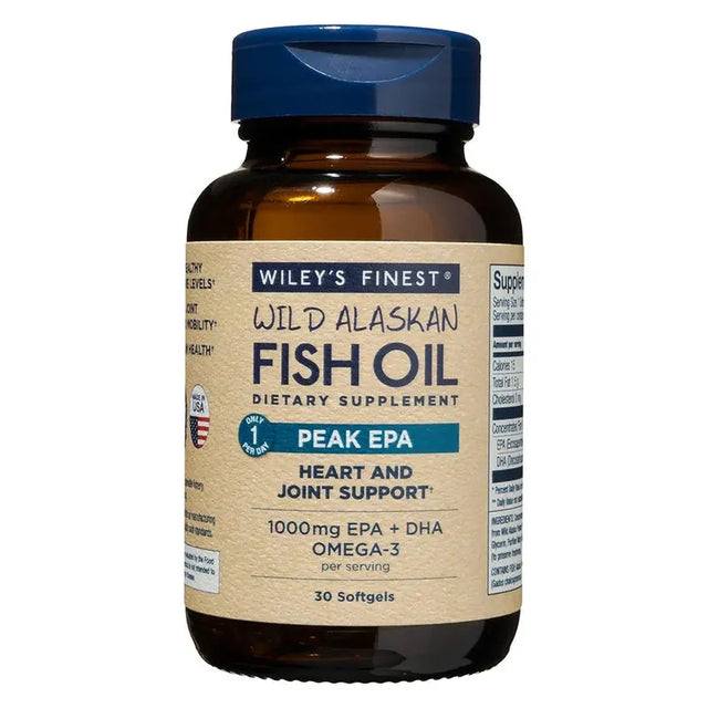 Wiley's Finest Peak EPA 1000mg Omega 3 Fish Oil Supplement Softgels, Pack of 30's Wiley's Finest