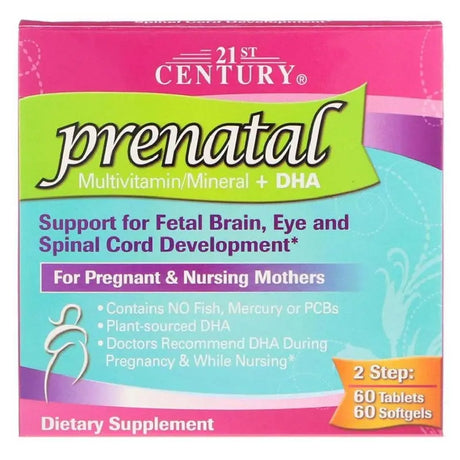 21st Century Prenatal Multivitamins/Mineral Tablets + Prenatal DHA Softgels, Dual Pack of 60's + 60's 21st Century