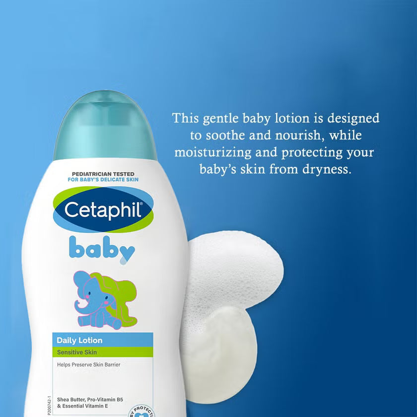Cetaphil Baby Daily Lotion With Shea Butter, Face & Body Moisturizer For Delicate And Sensitive Skin, Unscented - 300ml