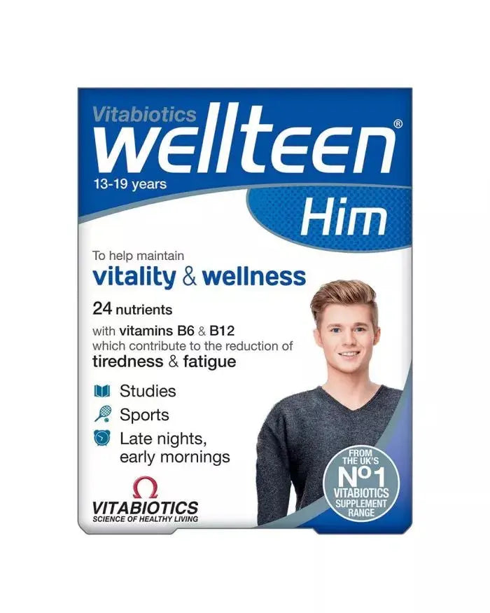 Vitabiotics Wellteen Him Tablets For Teenager's Energy, Vitality & Wellness, Pack of 30's Vitabiotics