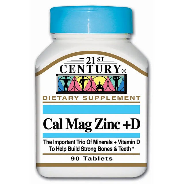 21st Century Calcium, Magnesium, Zinc & Vitamin D Tablets For Bones & Teeth, Pack of 90's 21st Century