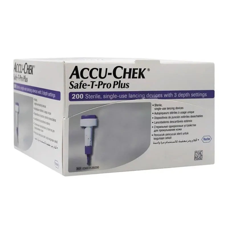 Accu-Chek Safe-T-Pro Plus Sterile Single Use Lancets With 3 Depth Settings, For Neonates, Children & Adults, Pack of 200's Accu-Chek