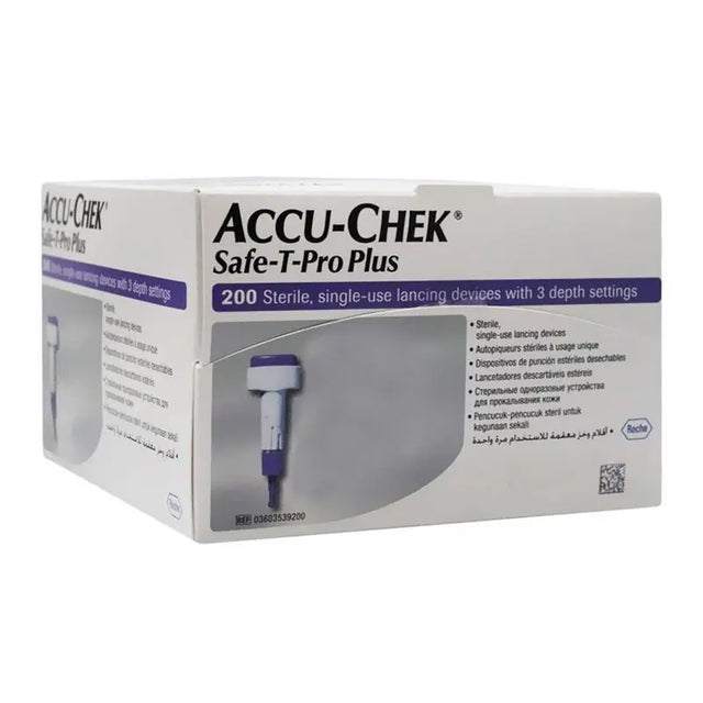 Accu-Chek Safe-T-Pro Plus Sterile Single Use Lancets With 3 Depth Settings, For Neonates, Children & Adults, Pack of 200's Accu-Chek