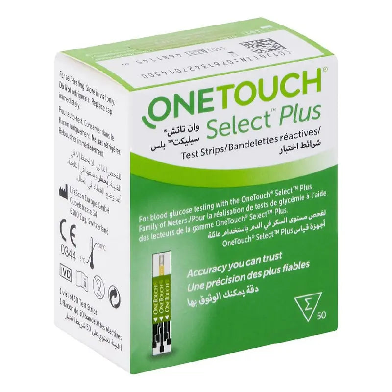 OneTouch Select Plus Blood Sugar Test Strips, Pack of 50s OneTouch
