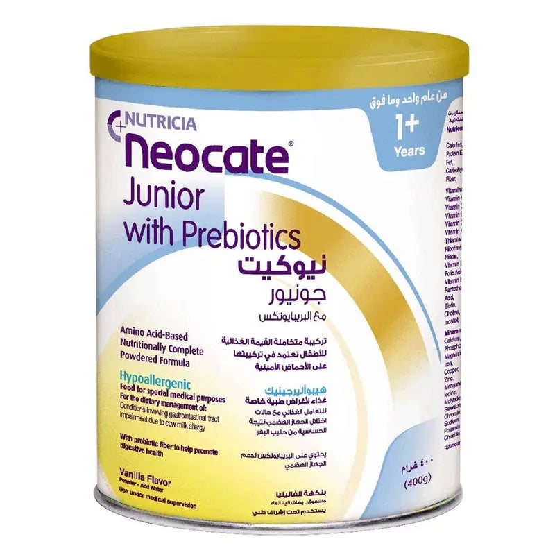 Nutricia Neocate Junior Hypoallergenic Toddlers Milk Formula With Prebiotics For 12+ Months Vanilla Flavour 400g Aptamil