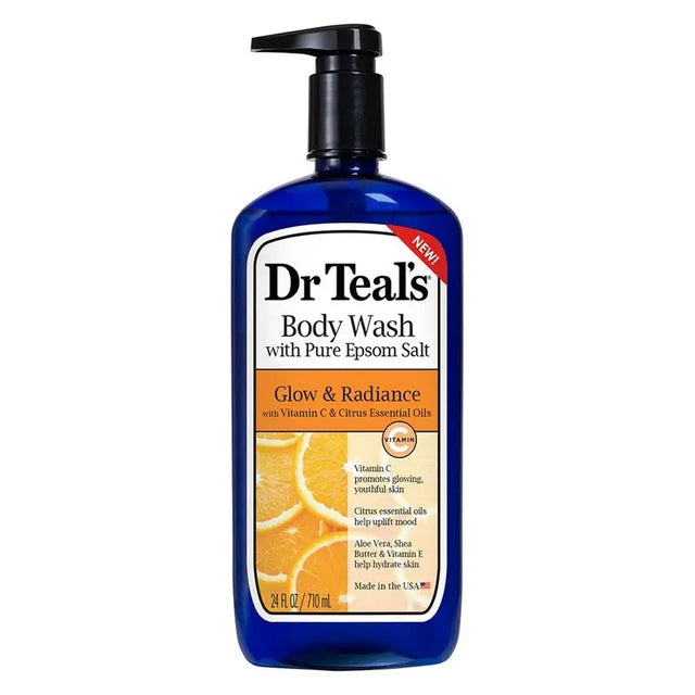 Dr Teal's Pure Epsom Salt Glow & Radiance Body Wash With Vitamin C & Citrus Essential Oils 710 mL Dr Teal's