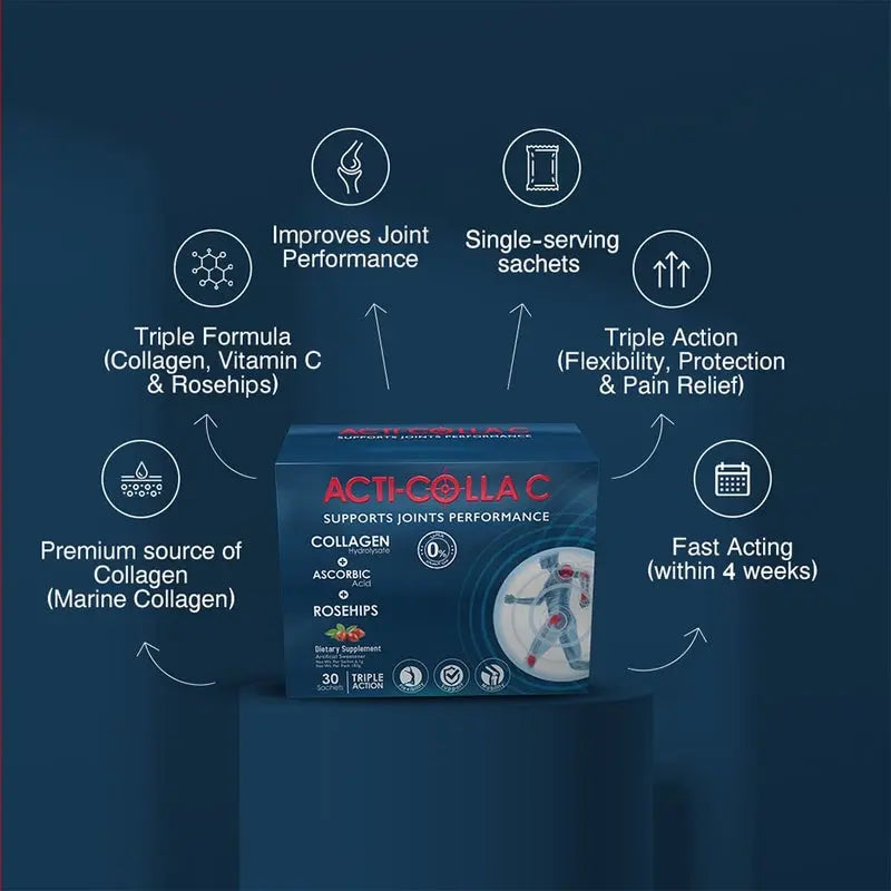 Eva Pharma Acti-Colla C Triple Action Oral Powder Sachets For Joint Support, Pack of 30's Eva Pharma