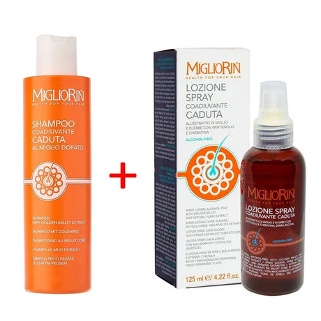 Migliorin Hair Loss Shampoo 200ml + Alcohol Free Anti hair loss Spray 125ml Anti-Hair Loss PROMO PACK Migliorin