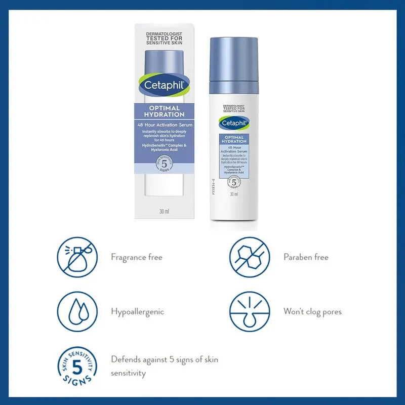 Cetaphil Optimal Hydration 48Hr Activation Moisturizing Facial Serum For Dry or Dehydrated Skin 30ml Cetaphil