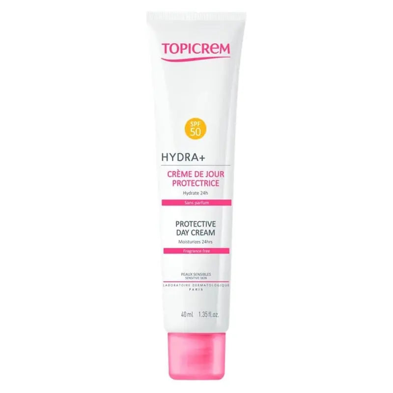 Topicrem Hydra + Protective Day Cream With SPF 50+ For Sensitive Skin, Fragrance Free 40ml Topicrem