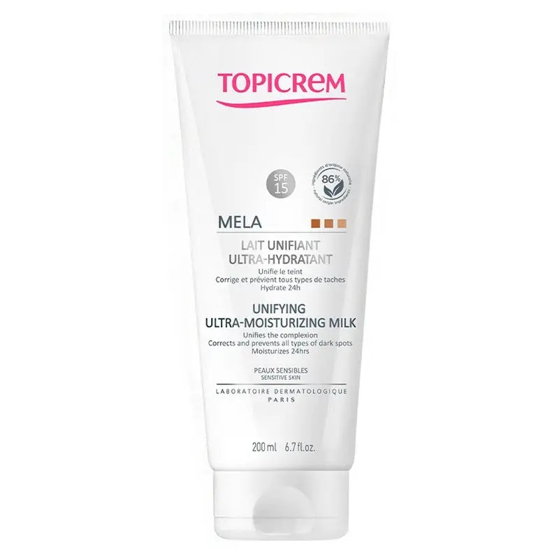 Topicrem Mela Ultra-Hydrant Unifying Ultra Moisturizing Milk With SPF 15 For Sensitive Skin 200ml Topicrem