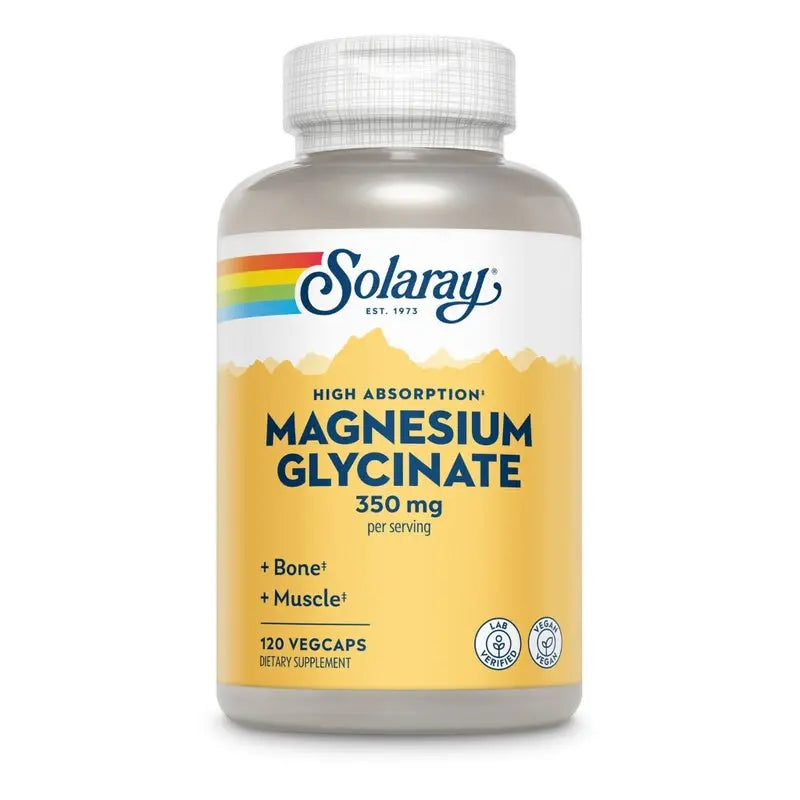 Solaray 350mg Magnesium Glycinate Vegetarian Capsules For Healthy Bones & Muscles , Pack of 120's Solaray