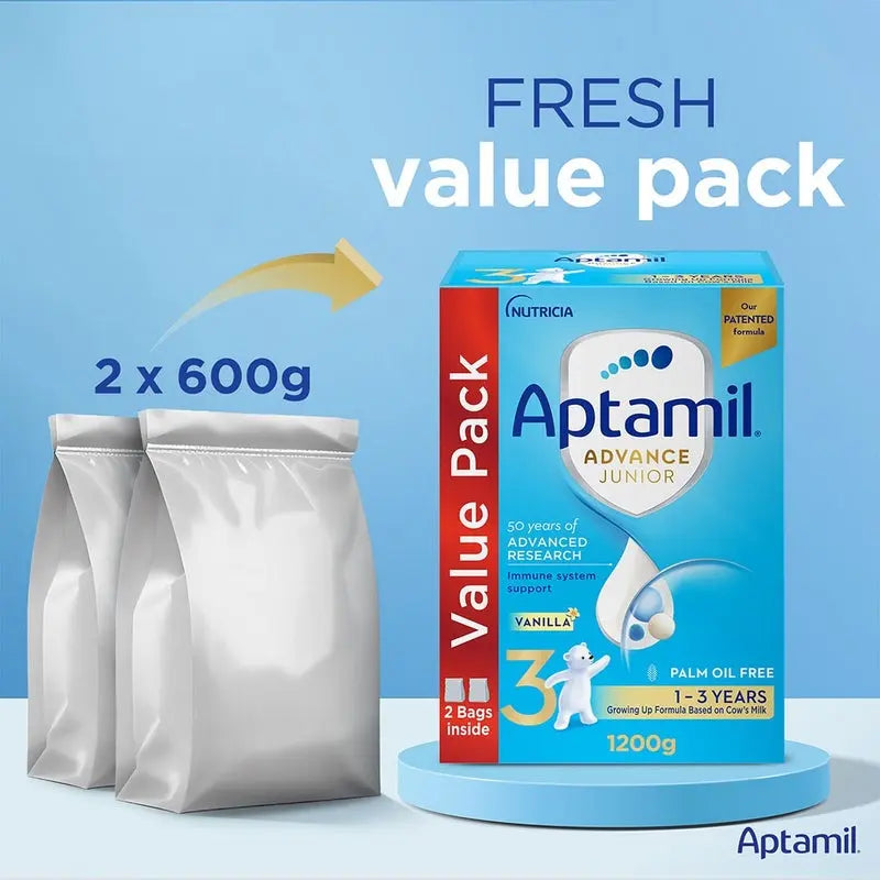 Aptamil Advance Junior Stage 3 Palm Oil Free Toddlers Milk Formula For 1 To 3 Years 1200g Aptamil