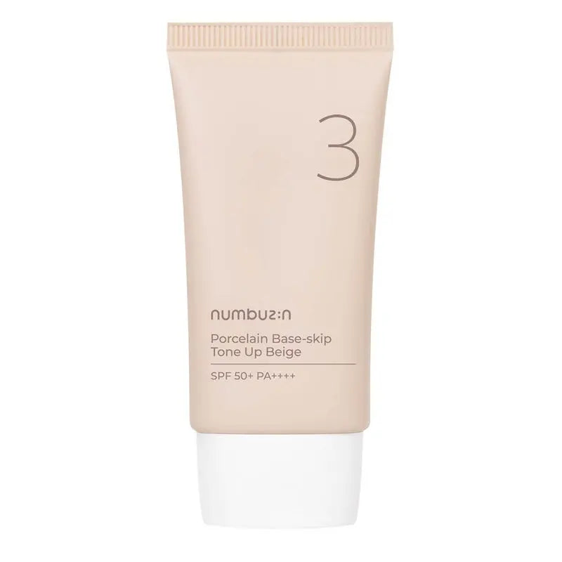 Numbuzin No 3 Porcelain Base Skip Tone Up SPF50+ PA+++ Tinted Sunscreen - Beige Color 50ml Numbuzin