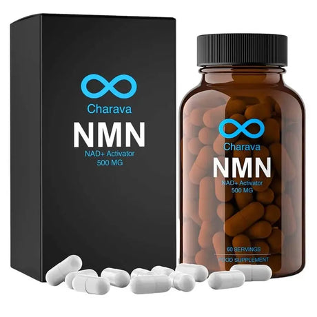 Charava NMN Antiaging Supplement NAD+ Activator 500mg Capsules, Pack of 60's Charava