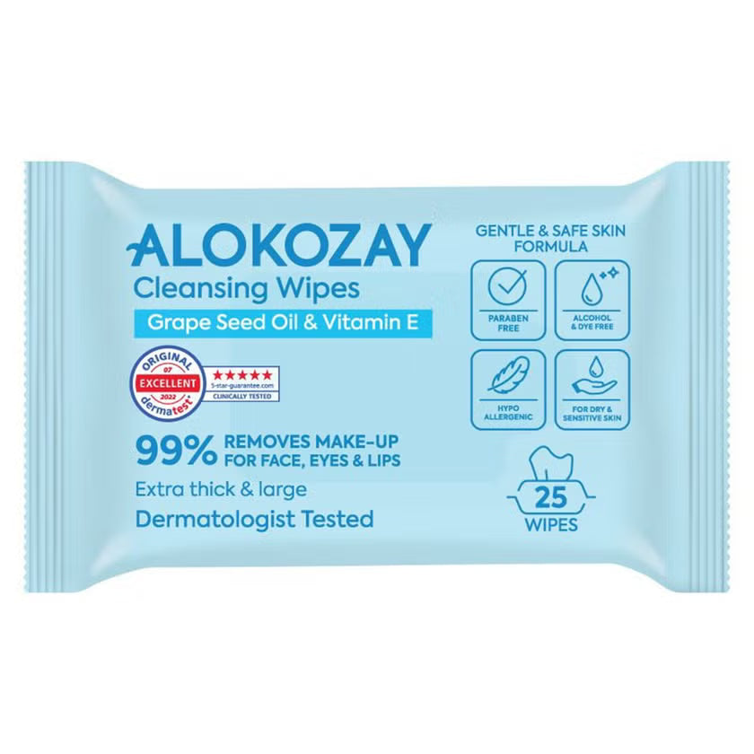 Alokozay Cleansing Make-Up Removal Wipes For Sensitive Skin, Pack of 25's