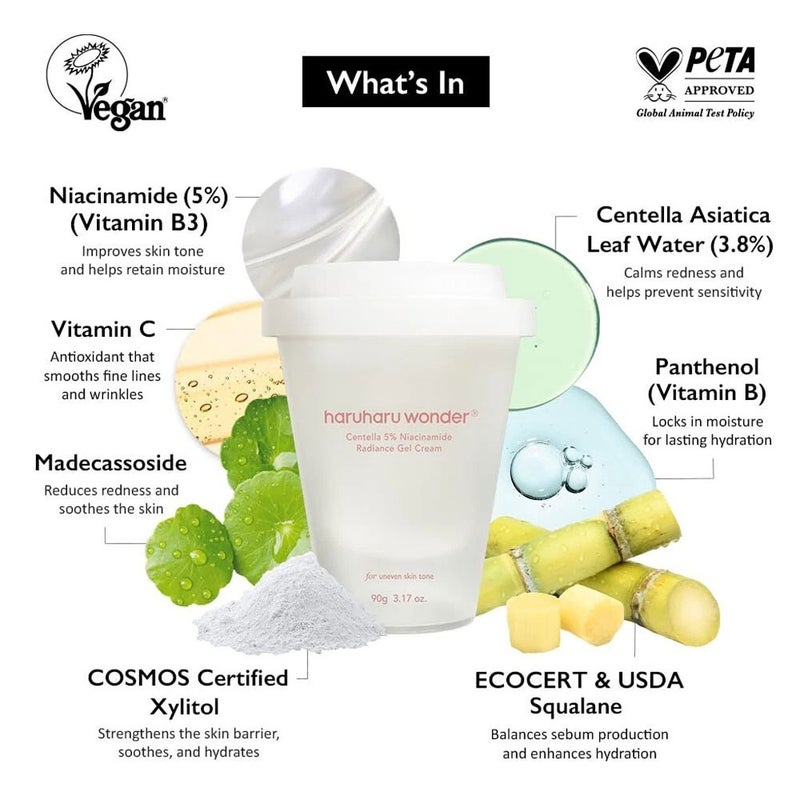 Haruharu Wonder Centella 5% Niacinamide Radiance Gel Cream 90g Haruharu Wonder