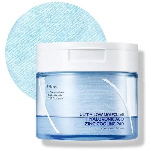 Isntree Ultra Low Molecular Hyaluronic Acid & Zinc Facial Cooling Pads, Pack of 60's Isntree