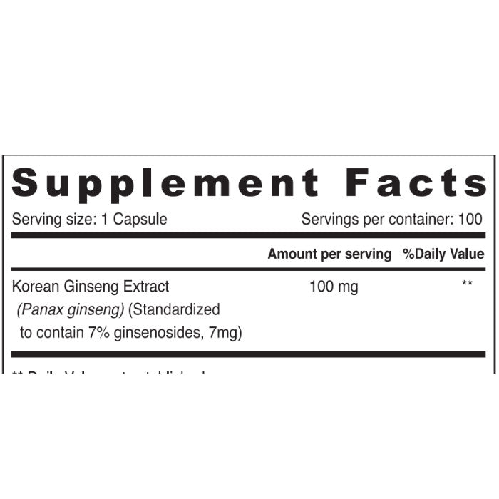 Sunshine Nutrition Korean Ginseng 100 Capsules