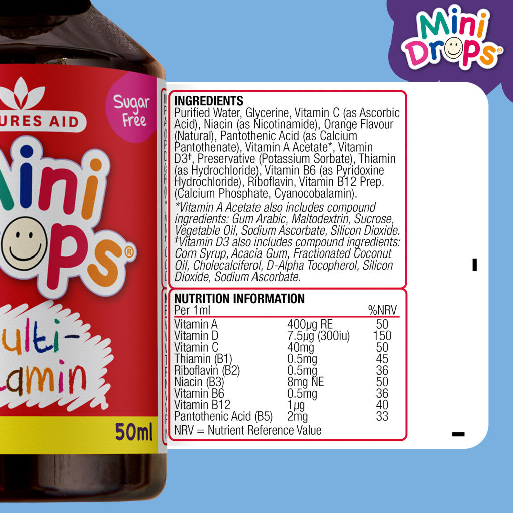 Natures Aid Multivitamin Mini Drops For Infant & Children - 50ml