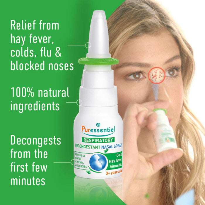 Puressentiel Respiratory Decongestant Nasal Spray, Natural Relief for Blocked Nose, Sinusitis & Allergies – 15ml