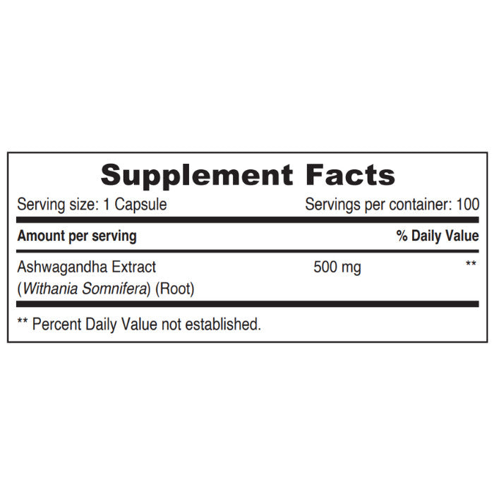 Sunshine Nutrition's Ashwagandha 500 mg Vegetable Capsules 100's Sunshine Nutrition