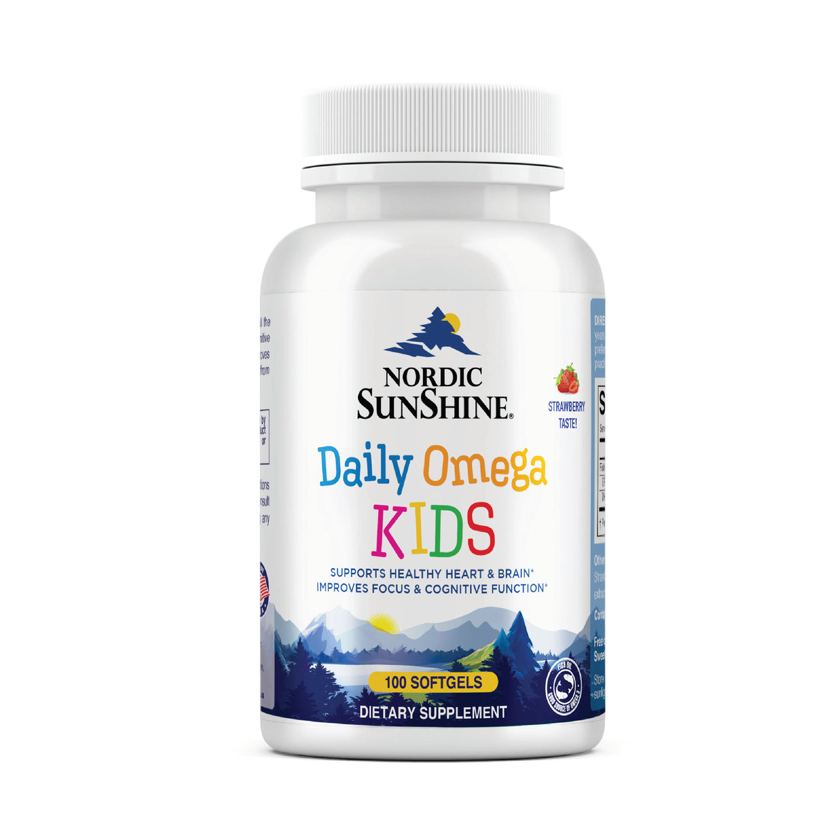 Nordic Sunshine Daily Omega-3 Kids 350mg, Brain, Eye & Immune Support - 100 Chewable Softgels