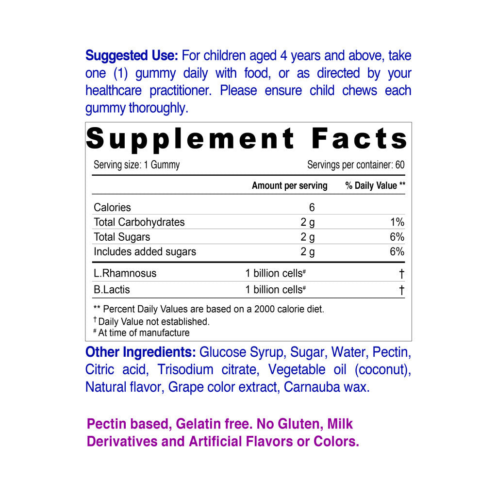 Nordic Sunshine Kids Probiotic Gummies – Digestive Health Support, Berry Flavor, Dairy-Free & Vegetarian – 60’s