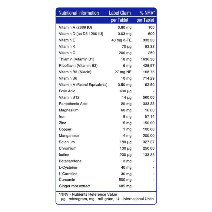 Vital Healthcare Immuno Vital, Vitamins, Zinc and Antioxidants - 30 Tablets
