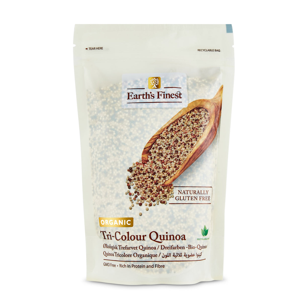 Earth’s Finest Organic Tri-Color Quinoa, Gluten-Free, Non-GMO, High-Protein Superfood for Cooking & Baking - 340g