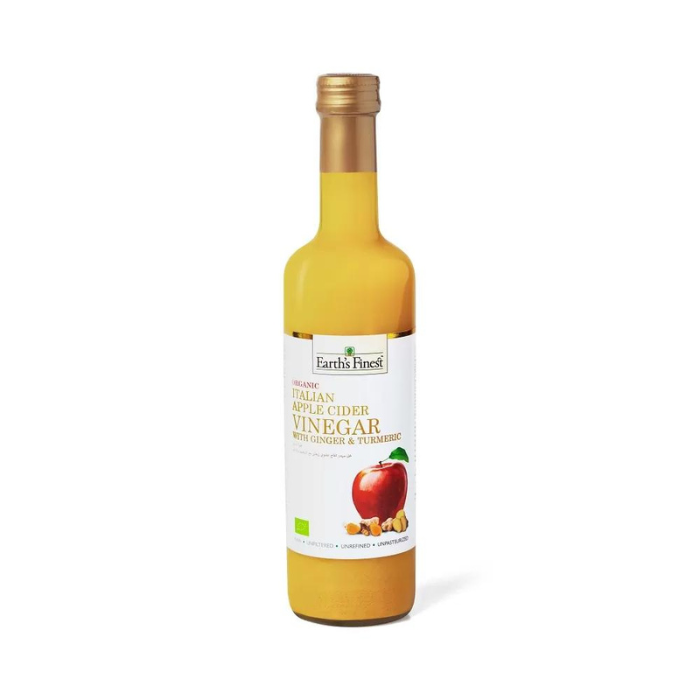Earth’s Finest Organic Apple Cider Vinegar with Ginger & Turmeric, Unfiltered, Raw and Natural, 500ml