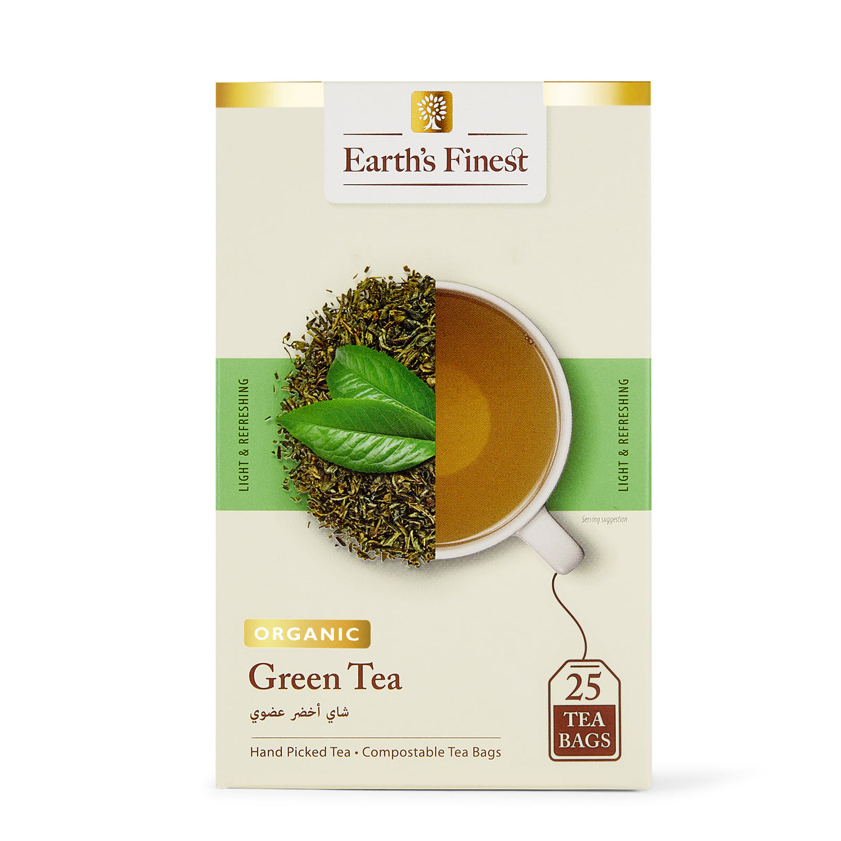 Earth’s Finest Organic Green Tea, Pure, Handpicked, Antioxidant-Rich Wellness, 25 Tea Bags