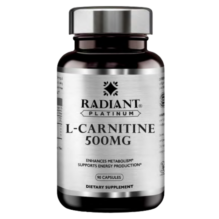 Radiant Platinum L-Carnitine 500mg, Fat Metabolism, Energy Booster & Weight Management Support - 90 Capsules