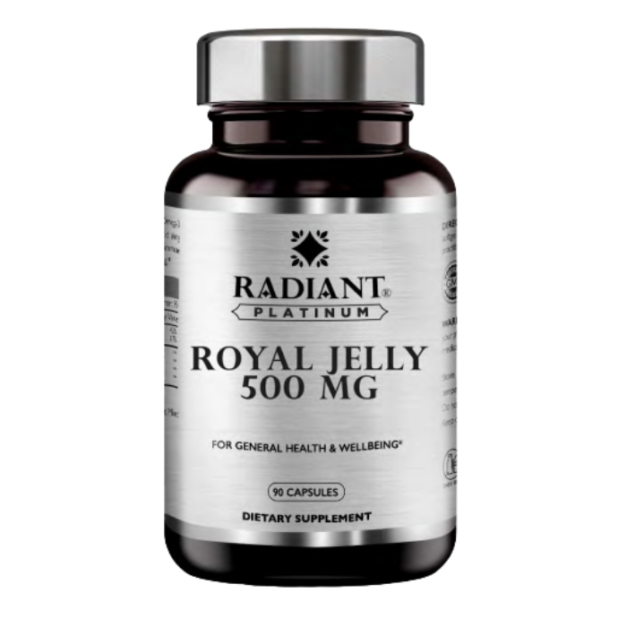 Radiant Platinum Royal Jelly 500mg, Immune Support, Energy & Nutritional Wellness Supplement - 90 Capsules