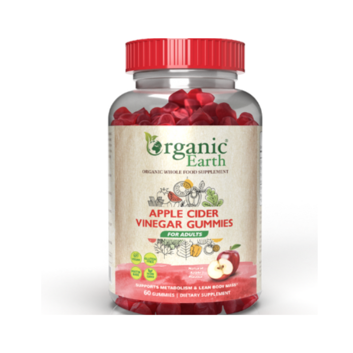 Organic Earth Apple cider Vinegar Gummies for adults 60’s Organic Earth