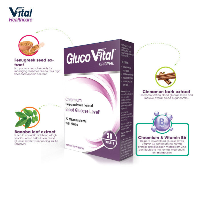 Vital Healthcare Gluco Vital Original - 30 Tabs