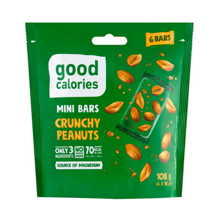 Good Calories Crunchy Peanut Mini Bars, No Sugar, 70 Kcal, Potassium & Magnesium - 108g