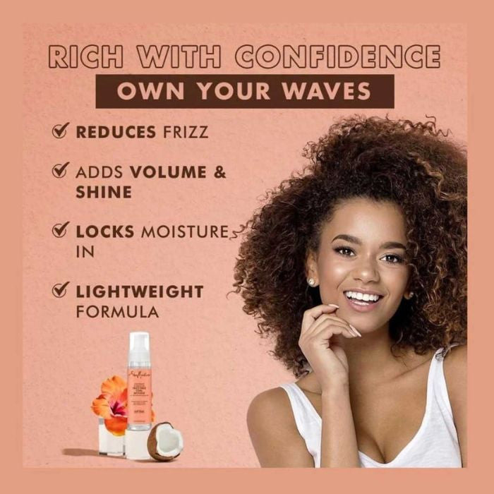 Shea Moisture Coconut and Hibiscus Frizz Curl Mousse Lightweight Anti-Frizz Formula 222ml