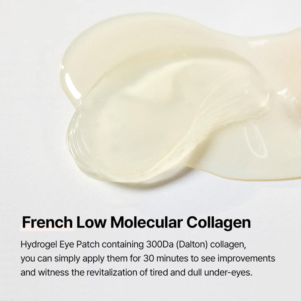 Mixsoon Collagen Hydrogel Eye Patch 84g, Hydrating, Firming, and Wrinkle-Care Patches with Peptides - 30 Pairs