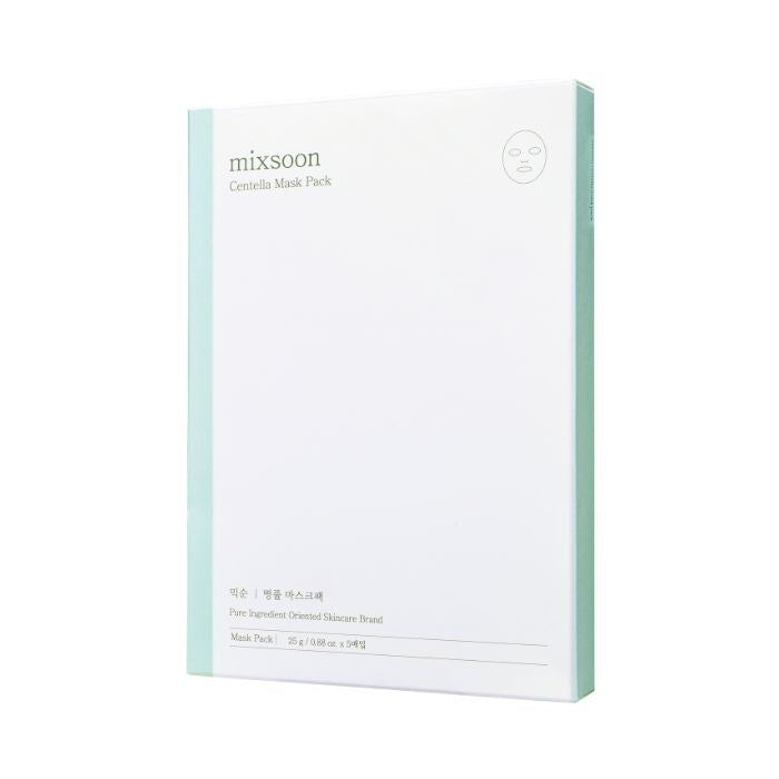 Mixsoon Centella Mask Pack 25g, Soothing Sheet with Asiatica Extract for Hydration and Skin Repair - 5pcs