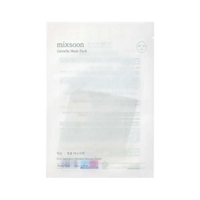 Mixsoon Centella Mask Pack 25g, Soothing Sheet with Asiatica Extract for Hydration and Skin Repair - 5pcs