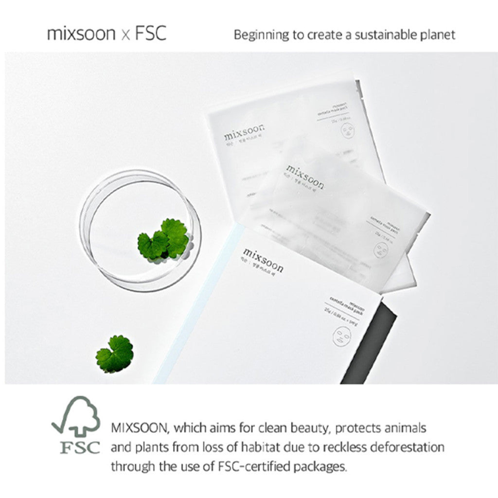 Mixsoon Centella Mask Pack 25g, Soothing Sheet with Asiatica Extract for Hydration and Skin Repair - 5pcs