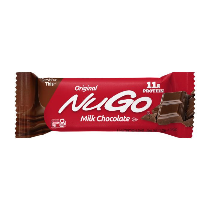 NuGo Original Milk Chocolate Protein Bar 50g, 11g Protein, Gluten Free Snack with Added Vitamins, Pack of 15 pcs