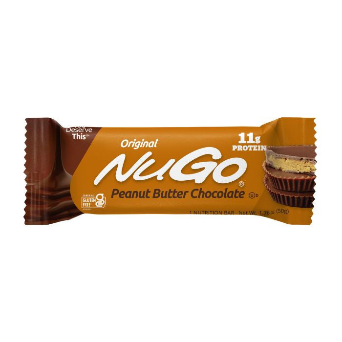 NuGo Original Peanut Butter Chocolate Protein Bar 50g, 11g Protein, Gluten Free Snack, Pack of 15 pcs