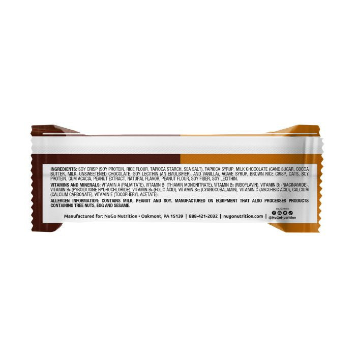 NuGo Original Peanut Butter Chocolate Protein Bar 50g, 11g Protein, Gluten Free Snack, Pack of 15 pcs